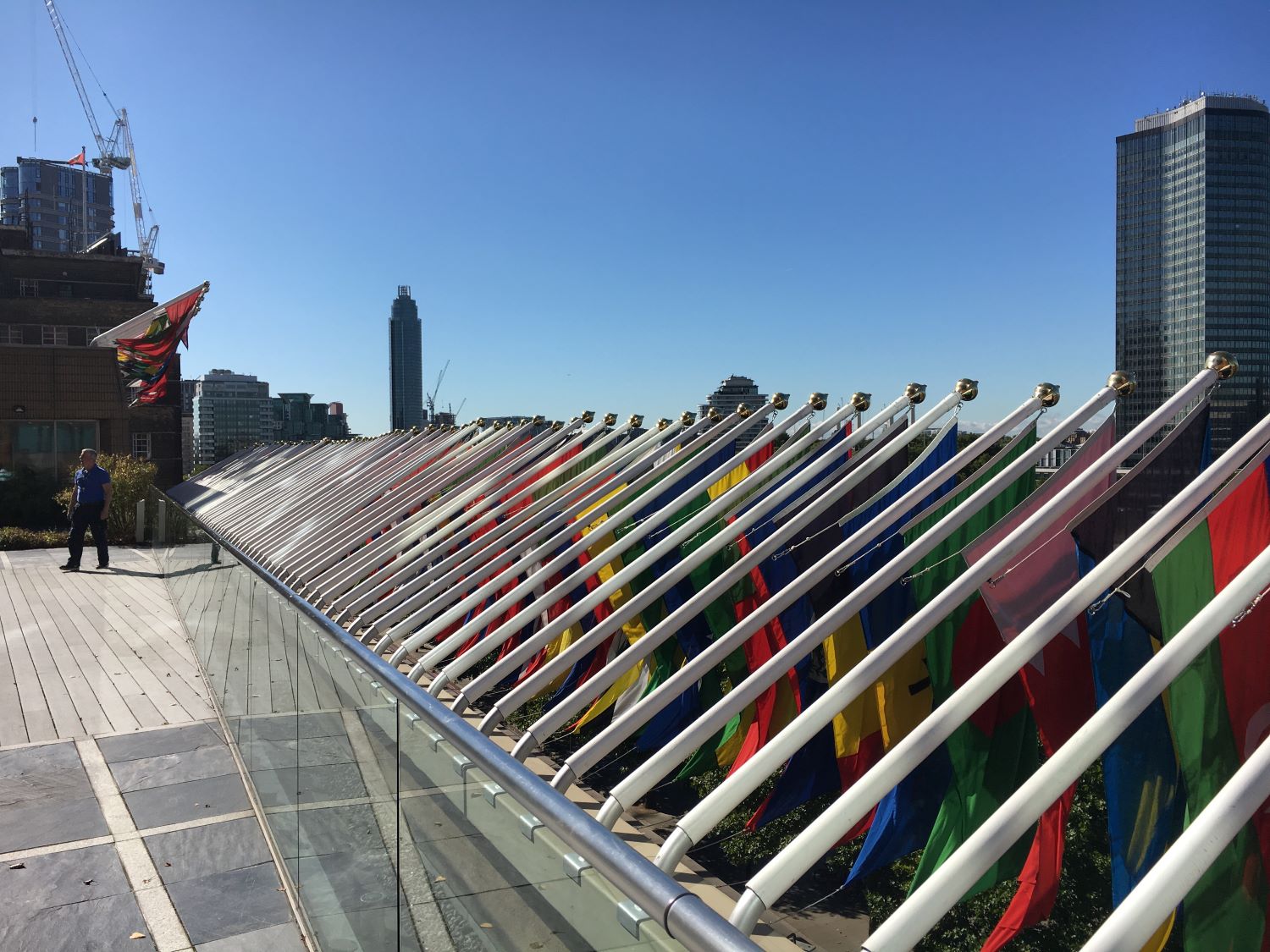 Rooftop flagpoles At IMO